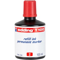 ✅ Edding T100 Flacon Recharge pour Marqueur Permanent - Capacité 100 ml - Couleur Rouge couleur rouge en stock
