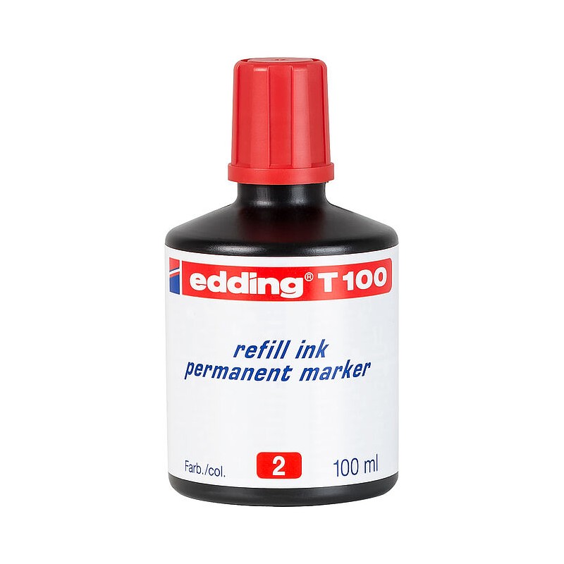 Recharge Marqueur Permanent Edding T100 - Rouge 100 ml