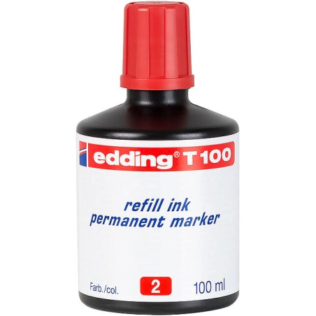 ✅ Edding T100 Flacon Recharge pour Marqueur Permanent - Capacité 100 ml - Couleur Rouge couleur rouge en stock