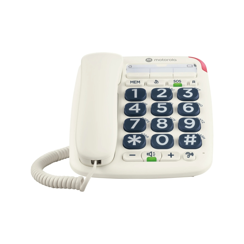 Motorola CT200 Téléphone fixe blanc boutons larges Motorola CT200 Téléphone fixe blanc boutons larges
