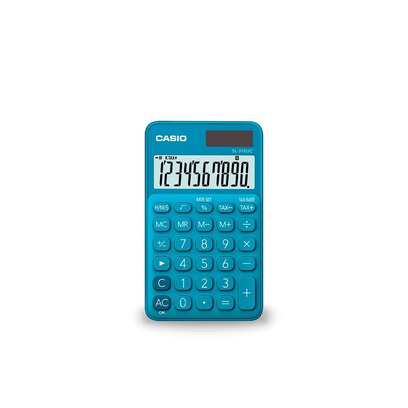 Calculatrice de poche Casio SL310UC bleu 10 chiffres solaire