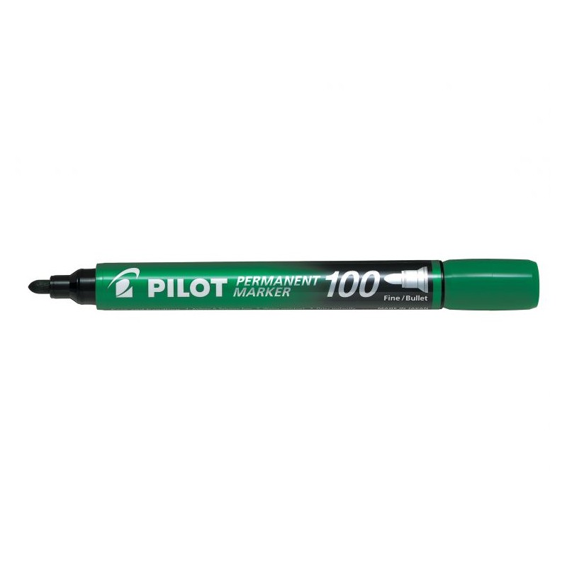 Marqueur permanent vert Pilot 100 - pointe fine 4.5mm - trait 1mm

