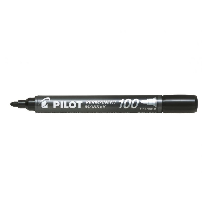 Marqueur Permanent Pilot 100 - Pointe Conique Fine 4.5mm - Trait 1mm - Couleur Noir