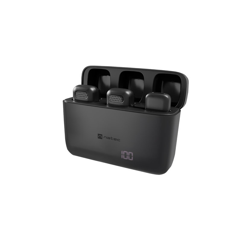 Natec Hopper Microphones Lavalier sans fil USB-C Noir Natec Hopper Microphones Lavalier sans fil USB-C Noir
