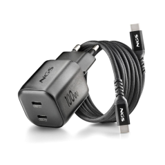 chargeur mural noir 2 USB C