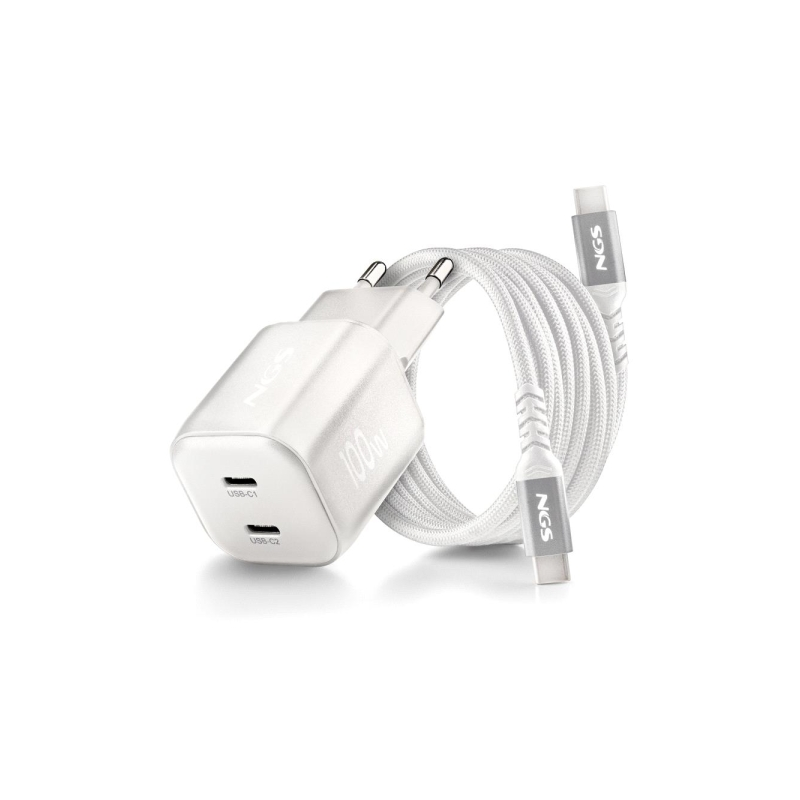 Chargeur GaN NGS Bud 100W-C USB-C Blanc Chargeur GaN NGS Bud 100W-C USB-C Blanc