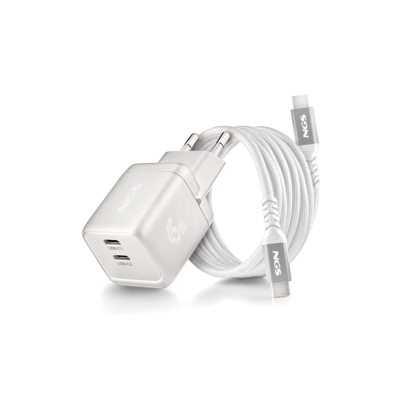 Chargeur mural NGS Bud 45W-C GaN 45W USB-C blanc Chargeur mural NGS Bud 45W-C GaN 45W USB-C blanc