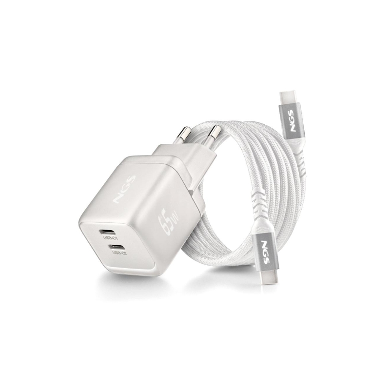 Chargeur GaN NGS Bud 65W-C USB-C 65W Blanc Chargeur GaN NGS Bud 65W-C USB-C 65W Blanc