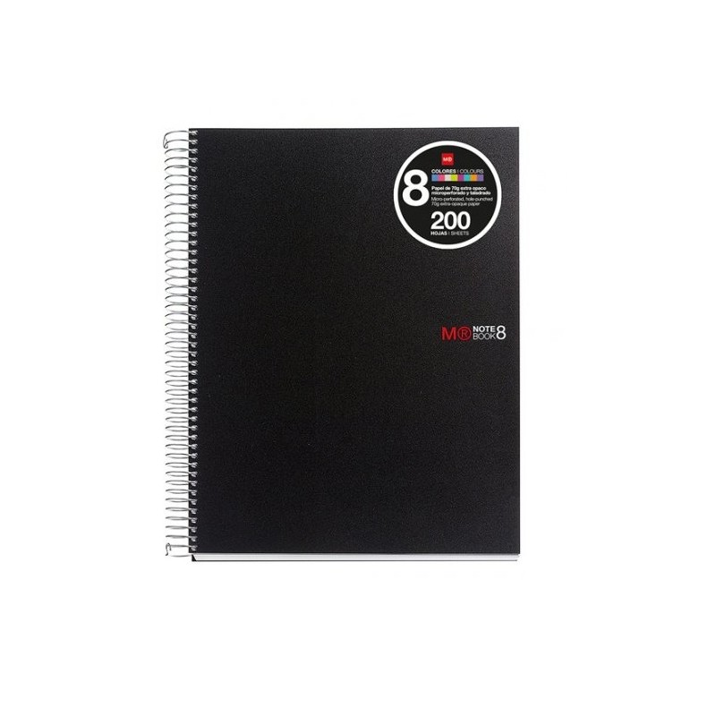 Miquel Rius Notebook8 Cahier Spirale Format A5 - 200 Feuilles de 70 gr Microperforé 4 Trous - Couvertures Polypropylène