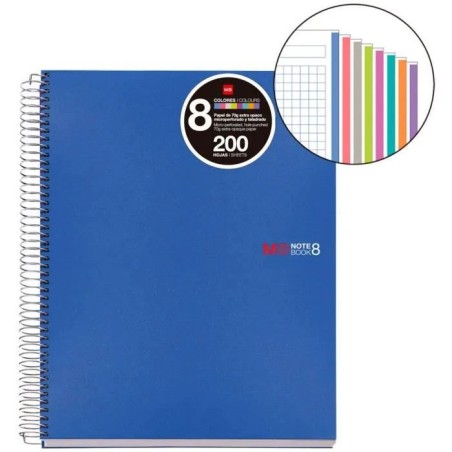 ✅ Miquel Rius Notebook8 Cahier Spirale Format A5 - 200 Feuilles de 70 gr Microperforé 4 Trous - Couvertures Pol en stock