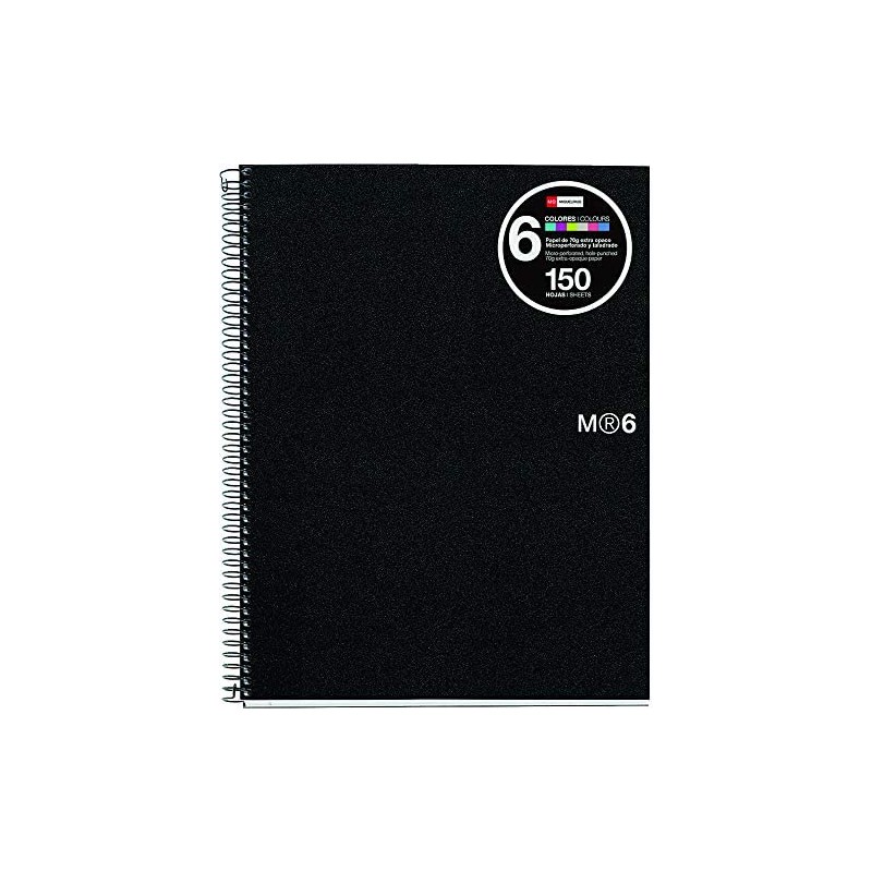 Miquel Rius Notebook6 Cahier Spirale Horizontal Format A4 7mm - 150 Feuilles de 70gr Microperforé 4 Trous - Couvertures