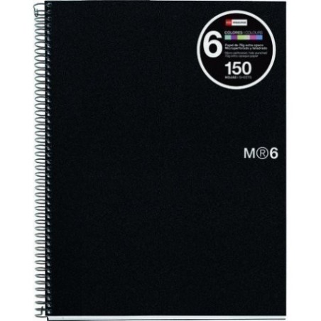 ✅ LOT de 5 Miquel Rius Notebook6 Cahier Spirale Format A5 - 150 Feuilles de 70gr Microperforé 2 Trous - Couvert en stock