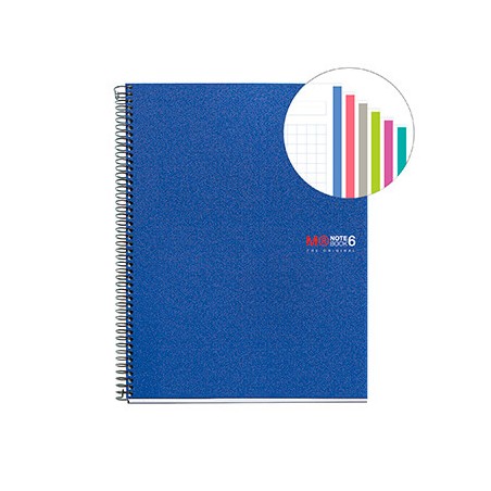 ✅ Miquel Rius Notebook6 Cahier Spirale Format A4 - 150 Feuilles de 70gr Microperforé 2 Trous - Couvertures Poly en stock