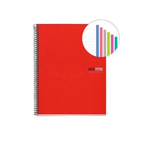 ✅ Miquel Rius Notebook6 Cahier Spirale Format A4 - 150 Feuilles de 70gr Microperforé 2 Trous - Couvertures Poly en stock