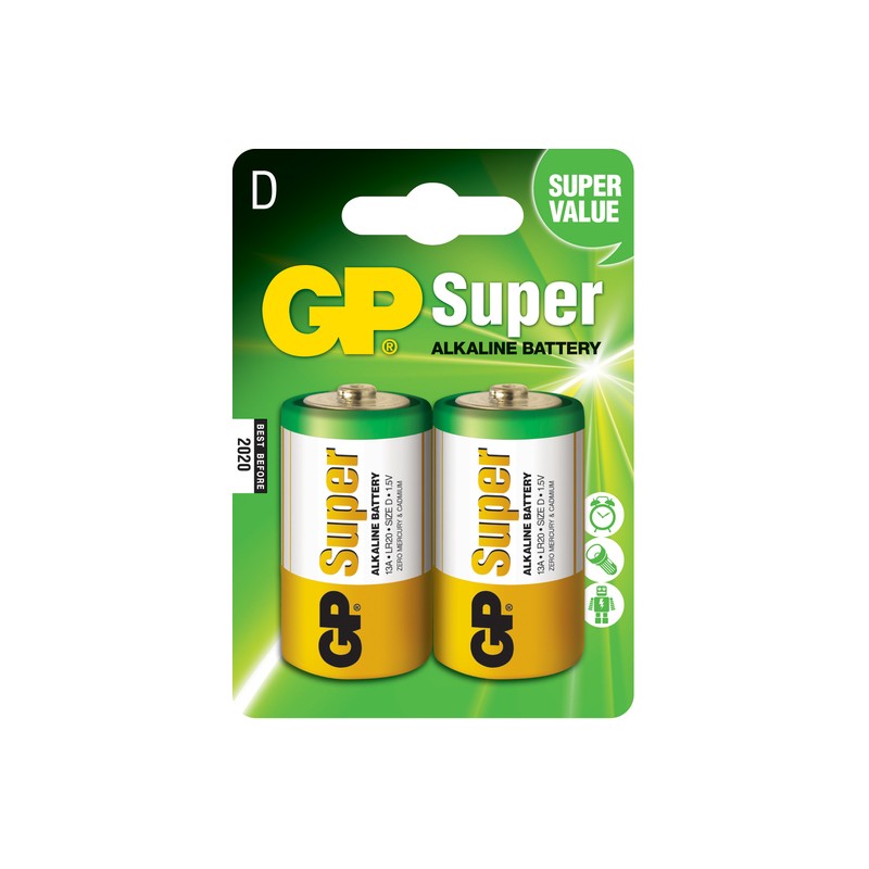 GP Pack de 2 Piles Super Alcalines LR20 D 1.5V