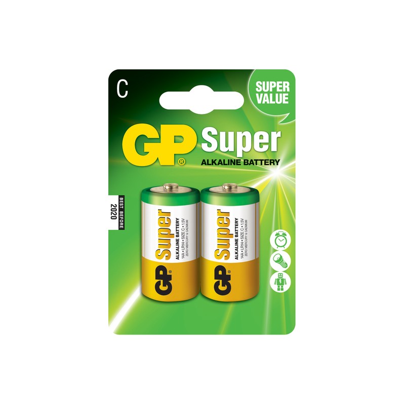 GP Pack de 2 Piles Super Alcalines LR14 C 1.5V GP Pack de 2 Piles Super Alcalines LR14 C 1.5V