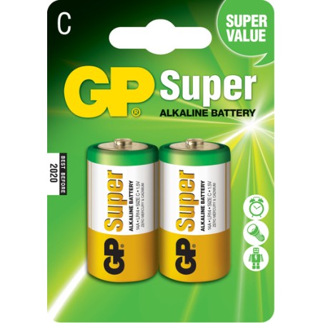 ✅ GP Pack de 2 Piles Super Alcalines LR14 C 1.5V couleur Plusieurs couleurs en stock