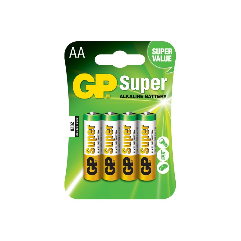 GP Pack de 4 Piles Super Alcalines LR06 AA 1.5V