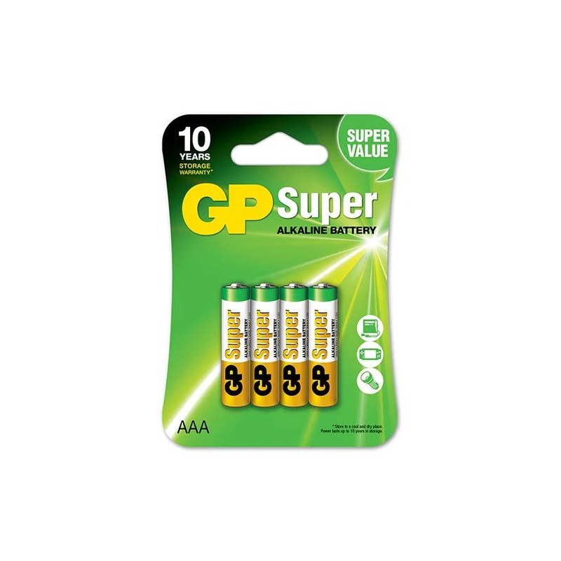GP Pack de 4 Piles Super Alcalines LR03 AAA 1.5V