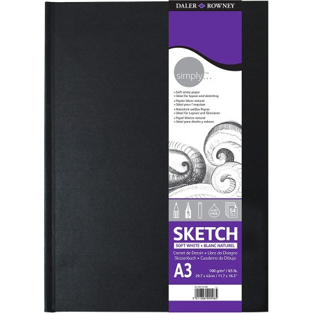 ✅ Carnet de croquis Daler Rowney Simply A3 couleur Blanc en stock