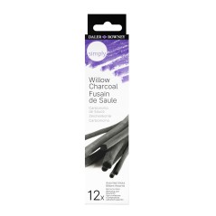 ✅ Daler Rowney Simply Lot de 12 fusains Willow couleur Noir en stock