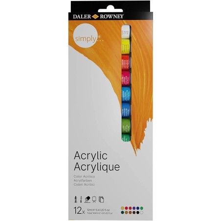 ✅ Daler Rowney Lot de 12 Peintures Acryliques couleur Surtido en stock