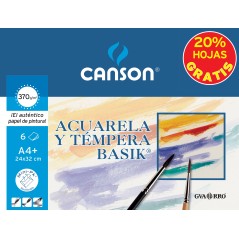 ✅ Canson Minipack Promo 6 Feuilles Aquarelle Basik - 24x32 - 370g - 20% de Feuilles Offertes - Coloris Blanc cou en stock