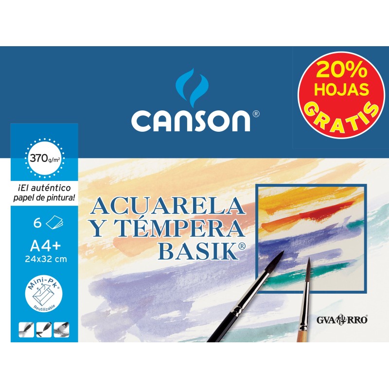 Canson Minipack Promo 6 Feuilles Aquarelle Basik - 24x32 - 370g - 20% de Feuilles Offertes - Coloris Blanc Canson Minipack Promo 6 Feuilles Aquarelle Basik - 24x32 - 370g - 20% de Feuilles Offertes - Coloris Blanc