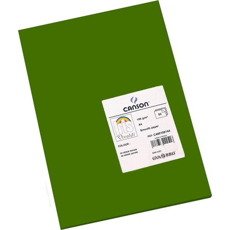 ✅ Canson Guarro Pack de 50 Cartes A4 Iris de 185g - 21x29,7cm - Coloris Vert Safari couleur vert en stock