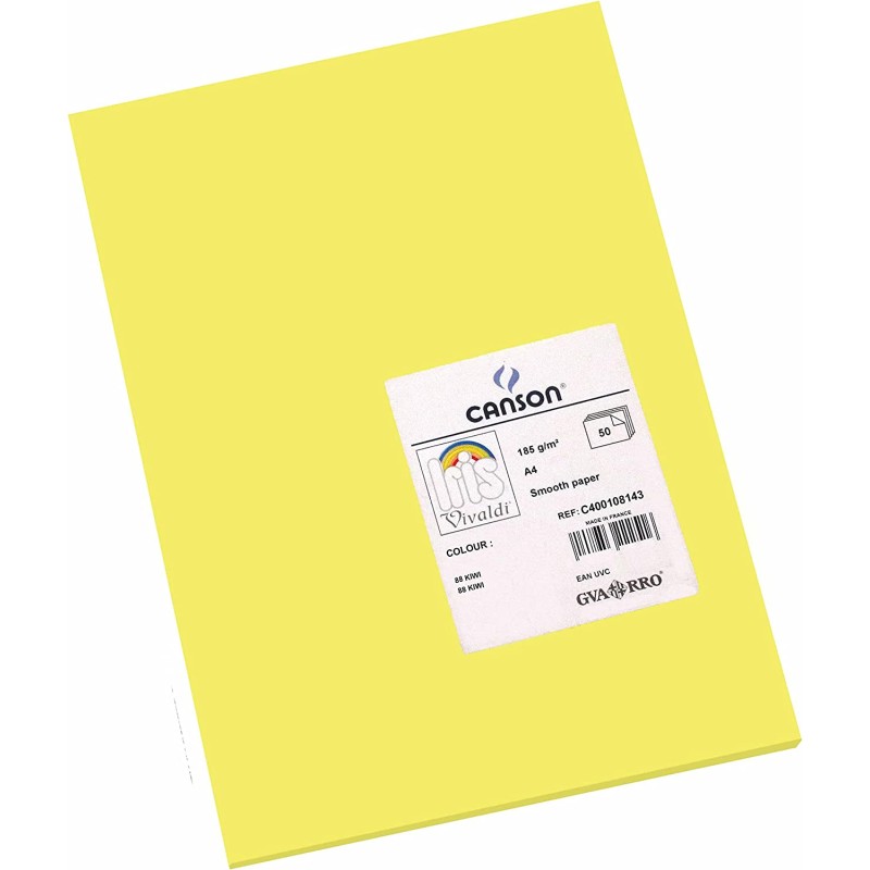 Canson Guarro Pack de 50 Cartes A4 Iris de 185g - 21x29,7cm - Couleur Kiwi