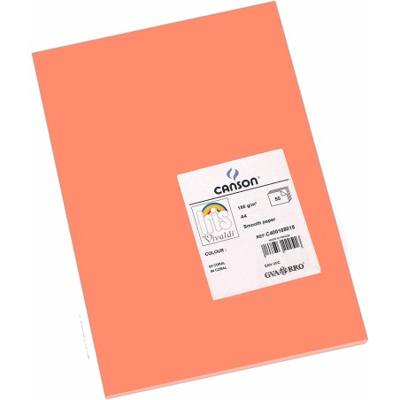 ✅ Canson Guarro Lot de 50 cartes A4 Iris de 185g - 21x29,7cm - Couleur Corail couleur Coral en stock