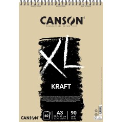 ✅ Canson XL Bloc à Dessin Kraft Ligné avec 60 Feuilles A3 - Spirale Microperforée - 29,7x42cm - 90g - Couleur en stock