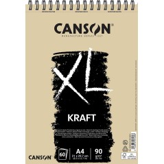✅ Canson XL Bloc à Dessin Kraft Ligné avec 60 Feuilles A4 - Spirale Microperforée - 21x29,7cm - 90g - Couleur en stock