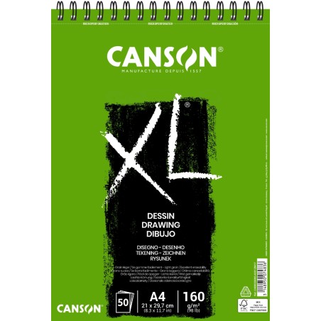 ✅ Canson XL Dessin Light Bloc Dessin avec 50 Feuilles A4 - Spirale Microperforée - 21x29,7cm - 160g - Couleur B en stock