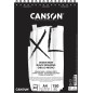 Canson XL Noir Bloc de 40 Feuilles A4 - Grain Fin - Spirale Microperforée - 21x29,7cm - 150g - Couleur Noir