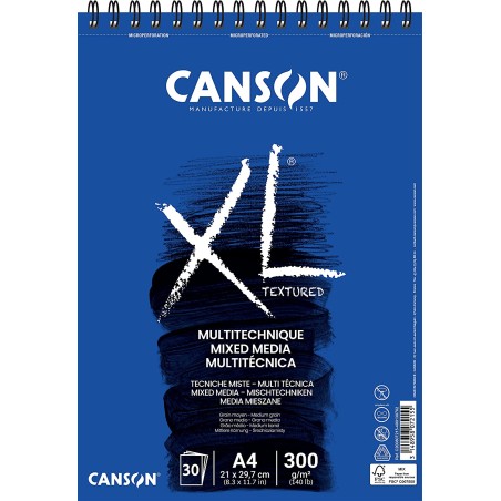 ✅ Canson Xl Mix Media Bloc Dessin Aquarelle de 30 Feuilles A4 - Grain Moyen - Spirale Microperforée - 21x29,7cm en stock