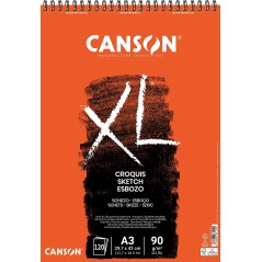 ✅ Bloc Croquis Canson XL avec 120 Feuilles A3 - Spirale Microperforée - 29,7x42cm - 90g - Couleur Ivoire couleu en stock