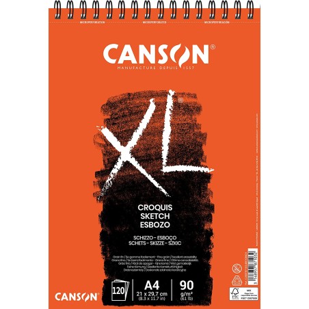 ✅ Bloc Croquis Canson XL avec 120 Feuilles A4 - Spirale Microperforée - 21x29,7cm - 90g - Couleur Ivoire couleu en stock