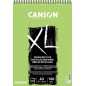 Canson XL Bloc Dessin Recyclé 50 Feuilles A3 - Spirale Microperforée - Grain Fin - 160g - Couleur Blanc