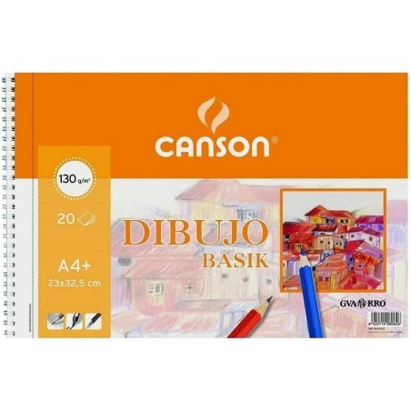 ✅ Canson Bloc Dessin Basik Lisse A4 - Album Spirale Microperforé - 23x32,5 cm - 120 Feuilles - 130g - Couleur B en stock