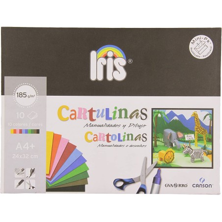 ✅ Canson Guarro Minipack de 10 Cartes Iris A4+ 185g - 24x32 cm - Couleurs Assorties couleur Surtido en stock