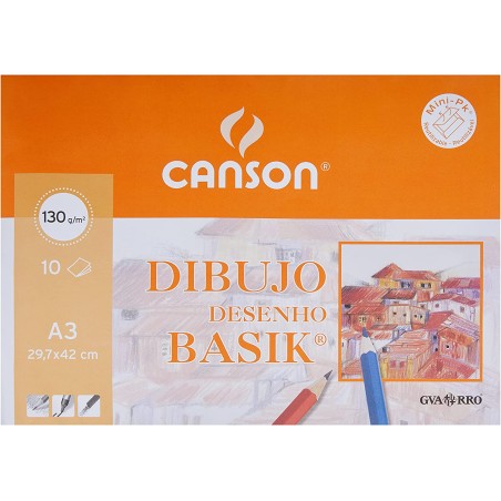 ✅ Canson Minipack de 10 Feuilles Dessin Lisse Basik A3 - 29,7x42cm - 130g - Couleur Blanc couleur Blanc en stock