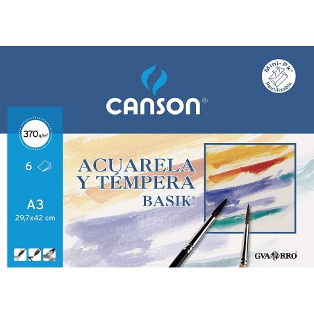 ✅ Canson Aquarelle Basik Minipack de 6 Feuilles A3 - 29,7x42cm - 370g - Couleur Blanc couleur Blanc en stock