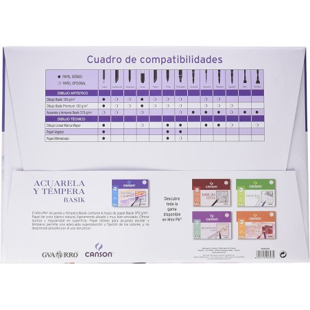 Canson Aquarelle Basik Minipack de 6 Feuilles A3 - 29,7x42cm - 370g - Couleur Blanc