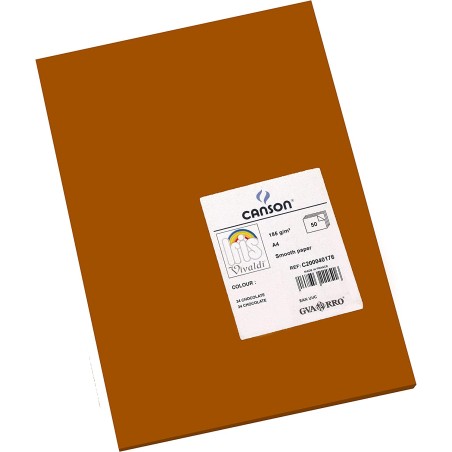 ✅ Canson Guarro Pack de 50 Cartes A4 Iris de 185g - 21x29,7cm - Couleur Chocolat couleur Marrón en stock