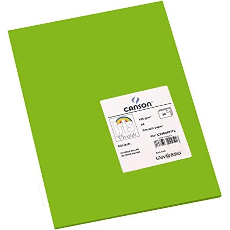 Canson Guarro Pack de 50 Cartes A4 Iris de 185g - 21x29,7cm - Couleur Vert Billard
