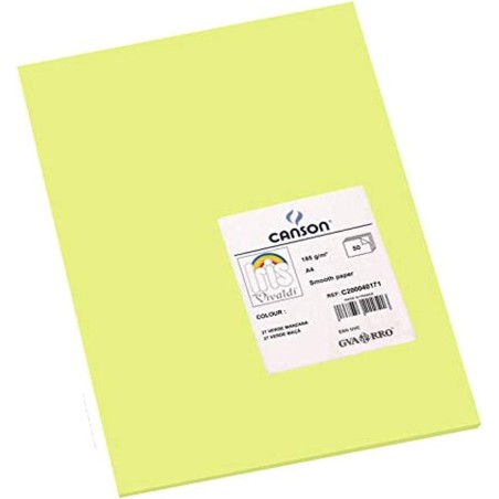 ✅ Canson Guarro Pack de 50 Cartes A4 Iris de 185g - 21x29,7cm - Couleur Vert Pomme couleur vert en stock