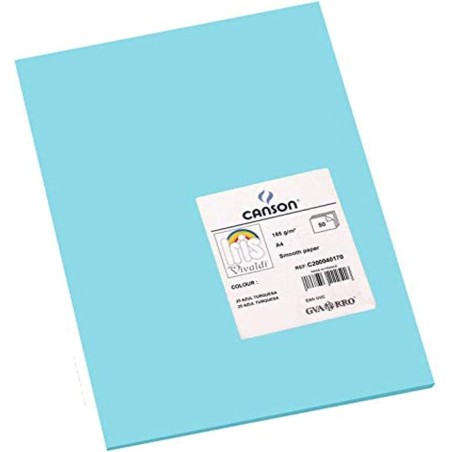 ✅ Canson Guarro Pack de 50 Cartes A4 Iris de 185g - 21x29,7cm - Couleur Bleu Turquoise couleur bleu en stock