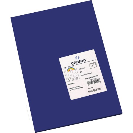 ✅ Canson Guarro Pack de 50 Cartes A4 Iris de 185g - 21x29,7cm - Couleur Bleu Outremer couleur bleu en stock