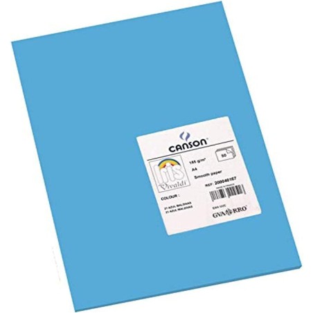 ✅ Canson Guarro Pack de 50 Cartes A4 Iris de 185g - 21x29,7cm - Couleur Bleu Maldives couleur bleu en stock